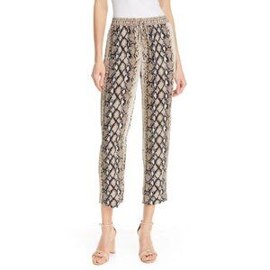 JOIE Women's size Small Ceylon Snakeskin-print Cropped Pants In Porcelain